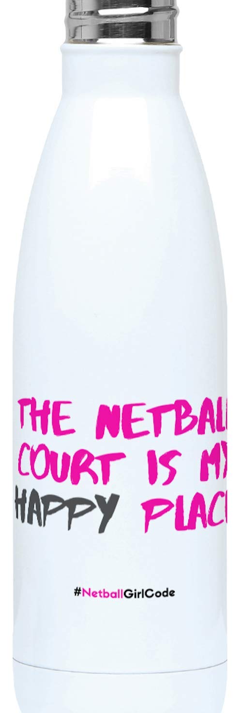 NetballGirlCode Hydro Water Bottle - Netball Gift for Women & Girls Players & Coaches (Court is My Happy Place)