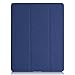 KHOMO - iPad 2 3 and 4 Generation Case - Dual Series - Super Slim Twill Dark Blue Cover with Rubberized Back and Smart Auto Wake Sleep Feature for Apple iPad 2, 3rd and 4th