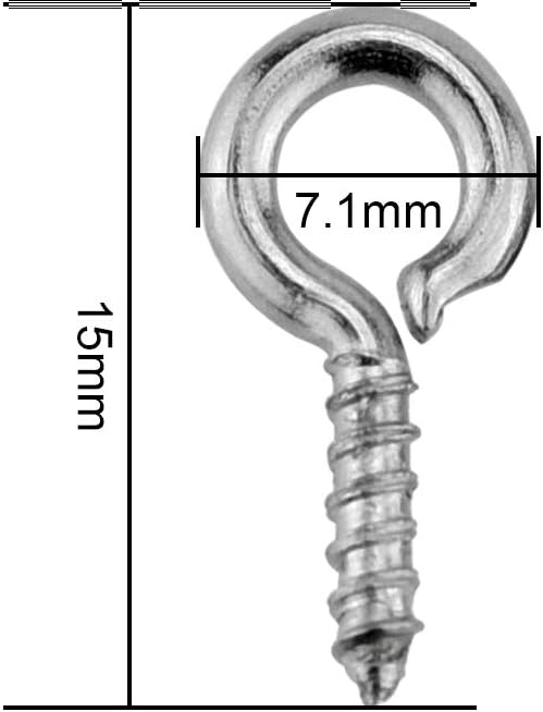 MZMing 300 Pack Mini Screw Eye Pin 15mm x 7mm Chrome Plated Eye Bolts Bail Peg Handmade Accessories for DIY Jewellery Making Bead Curtains Wood Resin Small Adorn Articles Clay Charm Craft Projects - Image 4