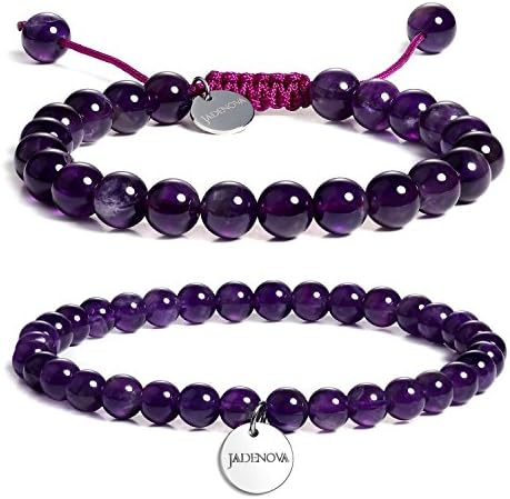 JADENOVA Gemstone Bracelet Chakra Bead Bracelet Energy Healing Crystal Yoga Beaded Natural Stone Bead Bracelet for Men Women Stretch Bracelet (2pcs, 6mm, 8mm, 10mm)