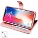 AMOVO Case for iPhone Xs/iPhone X (5.8’’) [2 in 1] iPhone Xs Wallet Case [Detachable Folio] [Vegan Leather] [Wrist Strap] iPhone X Flip Case (X/XS (5.8'') Rosegold)