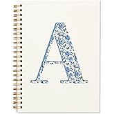 ShowDraven Blue Cute Initial Notebook Journal Diary Libretas Escolares A, Cute Preppy Aesthetic Personalized Notebook Gifts for Teen Girls Women Kids,Preppy Blue Aesthetic School Supplies for Girls 5.5x8.3