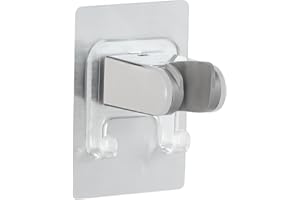 OFFO Strong Adhesive Shower Head Holder, Adjustable Handheld Shower Holder No Drilling Wall Mount Bracket, Chrome with Silver