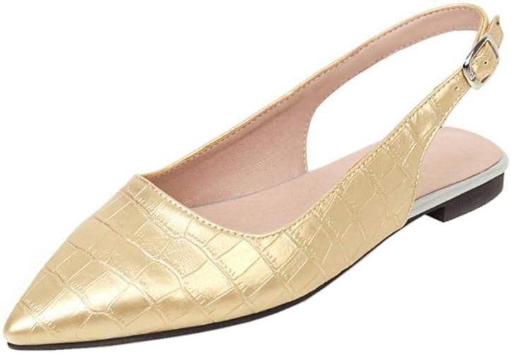 Amazon Vulusvalas バックストラップ パンプス ポインテッドトゥ サンダル フラット シューズ 石紋 パンプス