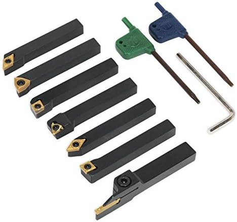 Sealey Sm3025Cs6 Indexable 10Mm Lathe Turning Tool Set 7Pc, Black