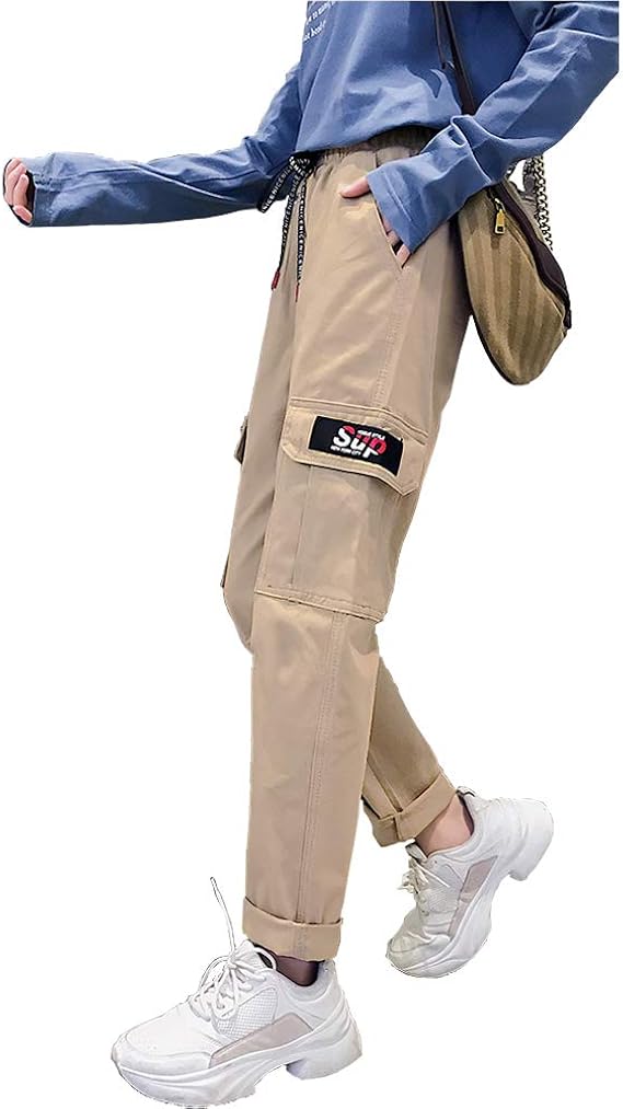 Amazon Nolcctn ロングパンツ レディース 綿 秋 冬 春 無地 ポケット付き ミリタリー カーゴパンツ ワークパンツ ウエストゴム 大きいサイズ おしゃれ ロングパンツ 通販