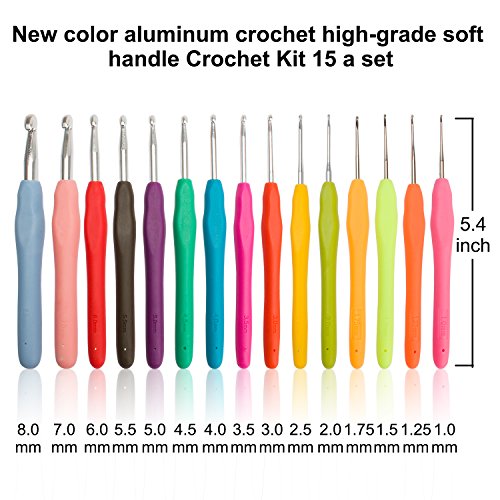 FASOTY 40 Pack Crochet Hooks Set Ergonomic Handles 1.0mm-8.0mm Knitting Needles Kit and Other Knitting Accessories with Gift Pouch Bag Case