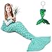 AmyHomie Mermaid Tail Blanket, Girls Mermaid Blanket for Kids Soft Crochet Sleeping Bag, Mermaid Gift for Christmas(ScaleMint,Kids)