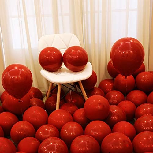 50 Pack 12 Inch 3.2 g/pc Thicken Round Latex Red Balloons for Party Supplies and Decorations
