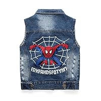 Nine Minow Baby Boys Sleeveless Denim Vest Kid Spiderman Vest Coat (5-6 Years) Blue