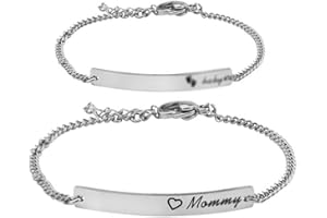 WUSUANED Sn&Daughe&Mommy Bracelet Baptism Bracelet Mom Family Bar Bracelet Set Gift for New Mom&Newborn