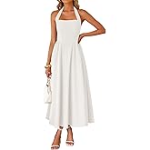 ZESICA Women's Summer Sleeveless Halter Midi Dress 2026 Off Shoulder High Waist Flowy Beach Wedding Guest Long Dresses