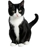 2 pcs Black and White cat Pattern Funny Car Bumper Sticker,5 Inch Vinyl Decal, Waterproof,Die-Cut for Cars,Windows,Laptops