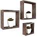 BARNWOODUSA Espresso Rustic Shelves, Square Floating Wood Shadowbox, Home Decor, Set of 3