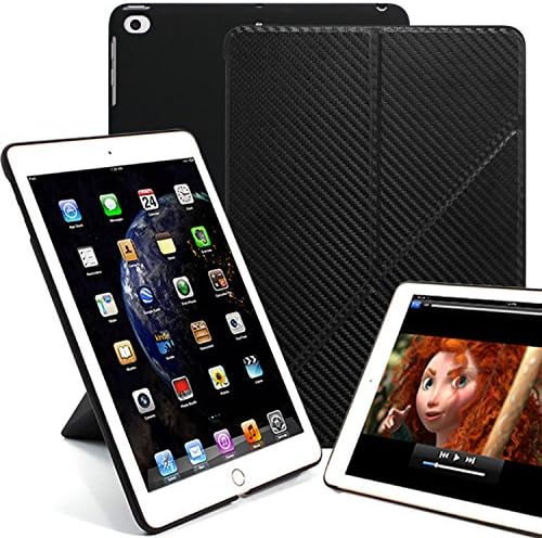 KHOMO Horizontal and Vertical Stand iPad 5th and 6th Generation Case 9.7 Inch (Released 2017 & 2018) - Origami Series - Carbon Fiber