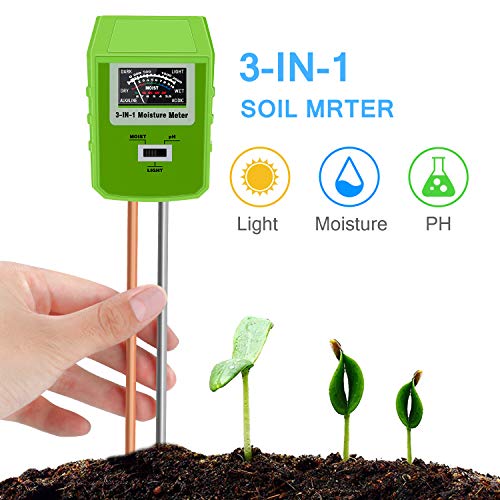 Bearbro Soil Moisture Meter,3-in-1 Soil pH Meter,Test Kit for Moisture,Great for Home and Garden, Lawn, Farm, Indoor & Outdoor Use