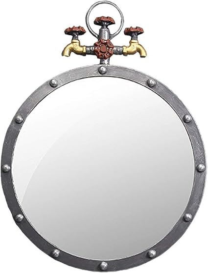 Gj Miroir Mural Vintage Miroir Rond De Salle De Bains En Fer Forge Design Industriel Miroir Mural Pour Entree Miroir Lave Mains A Amazon Fr Cuisine Maison