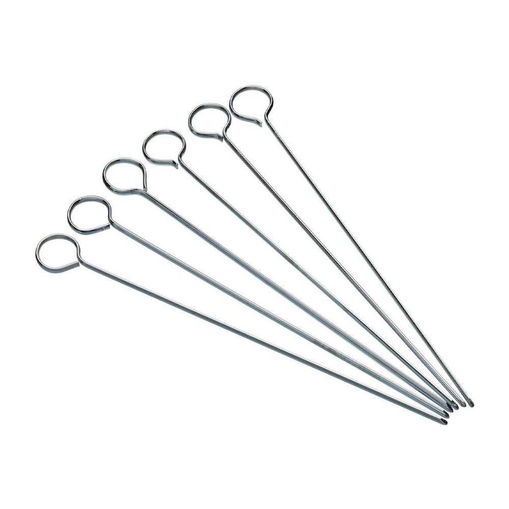 KitchenCraft Flat Kebab Skewers, Stainless Steel, Set of 6 Reusable Metal Skewer Sticks, Simple Cleaning, 2cm (8'')