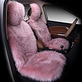 Maples 1Pc Faux Sheepskin Wool Fur Car Seat Cover for Cars SUV Trucks Universal Fit, Soft Plush Synthetic Wool Buck Fur Car Seat Cushions (Dusty Rose)