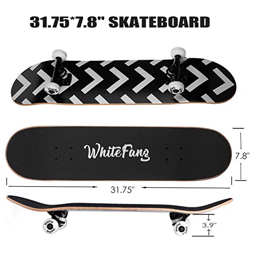 WhiteFang-Skateboards-for-Beginners-Complete-Skateboard-31-x-788-7-Layer-Canadian-Maple-Double-Kick-Concave-Standard-and-Tricks-Skateboards-for-Kids-and-Toddles