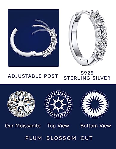 MomentWish Hoop Earrings with Pendant, 2 Carat Moissanite Earrings 925 Silver Romantic Gift for Women Her