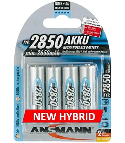 ANSMANN Rechargeable Batteries AA 2850 MAh NiMH - High Capacity Double A Batteries Pre-Charged For Camera, Flashlight, Controller, Gamepad, Solar Light, Apple Mouse, Wireless Keyboard - 20 Pack