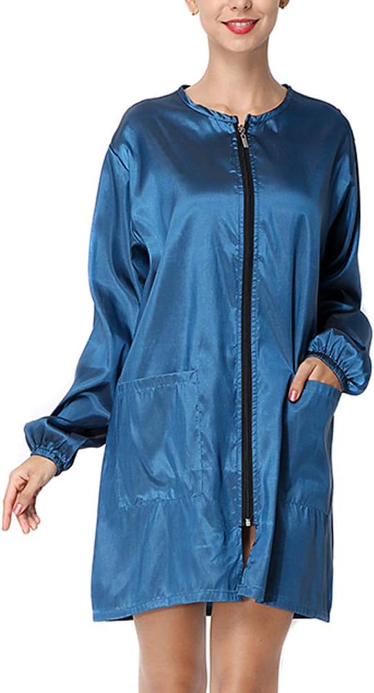 PLAFUETO Hair Stylist Grooming Smocks for Women Haircut Cape Barber Apron Jacket Vest for Hair Salon Dog Groomers Nail Tech Massage Therapist Beauty SPA Blue