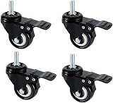 Onerbuy 4pk Heavy Duty Swivel Caster Wheels 1.5 Inch M8 Stem Dual Lock Brake view 1