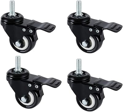 Onerbuy 4pk Heavy Duty Swivel Caster Wheels 1.5 Inch M8 Stem Dual Lock Brake