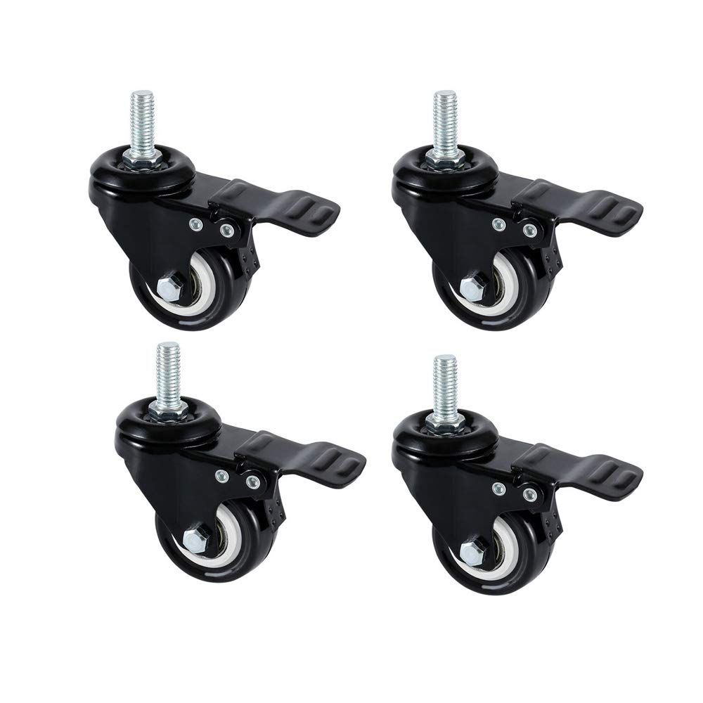 Onerbuy 4 Pack Caster Wheels Heavy Duty Swivel Casters with Brakes, Dual Locking wheels Replacement for Industrial Trailer, Home Furniture, Office Table Cabinet(1.5 Inch M8 Stem)