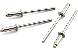 SDTC Tech Stainless Steel Blind Rivets 1/8" x 3/8" (4-4) Open End Type Pop Rivet Grip Range 3/16-1/4 inch (50 Pack)