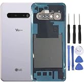 HQB-STAR Battery Back Glass Rear Cover Housing Door Replacement for LG V60 ThinQ (All Models) with Camera Lens/Adhensive, Frame Tape (White)