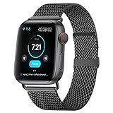HILIMNY Compatible for Apple Watch Band 38mm 40mm, Stainless Steel Mesh Sport Wristband Loop with Adjustable Magnet Clasp for iWatch Series 1, 2, 3, 4, 5, Black