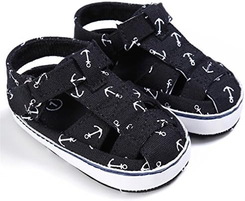 Baby Girl Sandals Shoes Print Light Canves Infants Summer Shoes Black 13-18 Months
