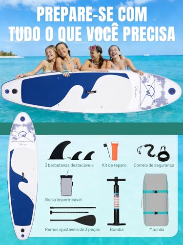 Prancha de Surf Inflável Stand Up Paddle Adulto com Acessórios, Deck EVA Antiderrapante, 335×86×15CM, Suporta até 260 KG – Ideal para Iniciantes e Experientes
