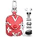 Airpods Leather Case Cover with Keychain Strap Accessories Kits, JANSAE Design Protective Airpod Case Compatible Apple Airpods 1/2 Charging Case (Red/Flower)