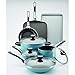 Farberware 21926 High Performance Nonstick Cookware Pots and Pans Set Dishwasher Safe, 17 Piece, Aqua