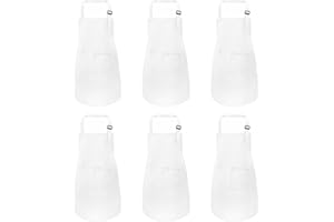 MEOGETY 6Pcs Kids Chef Apron for Cooking Baking, Kids Painting Aprons with Pockets Children Artist Apron for Girls and Boys