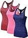 Neleus Women's 3 Pack Dry Fit Compression Long Tank Top,8007,Red,Blue,Pink,M