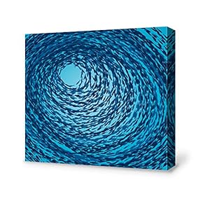 Canvas Wall Art A School of Fish Pictures Home Wall Decorations for Bedroom Living Room Paintings Canvas Prints Framed - 12x12 inches