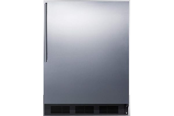 Summit Appliance AL752BKSSHV Freestanding ADA Compliant 24" Wide 5.5 Cu.Ft. All-Refrigerator for General Purpose Use with Auto Defrost, Stainless Steel Door, Thin Handle and Black Cabinet