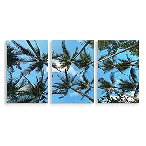 3 Piece Canvas Wall Art Beach Palm...