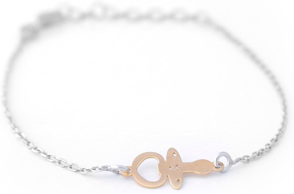 Silver Bracelet Rhodium with Reason Pacifier Gold Plated. Lobster Clasp. Length 16 cm More 3 cm Extension