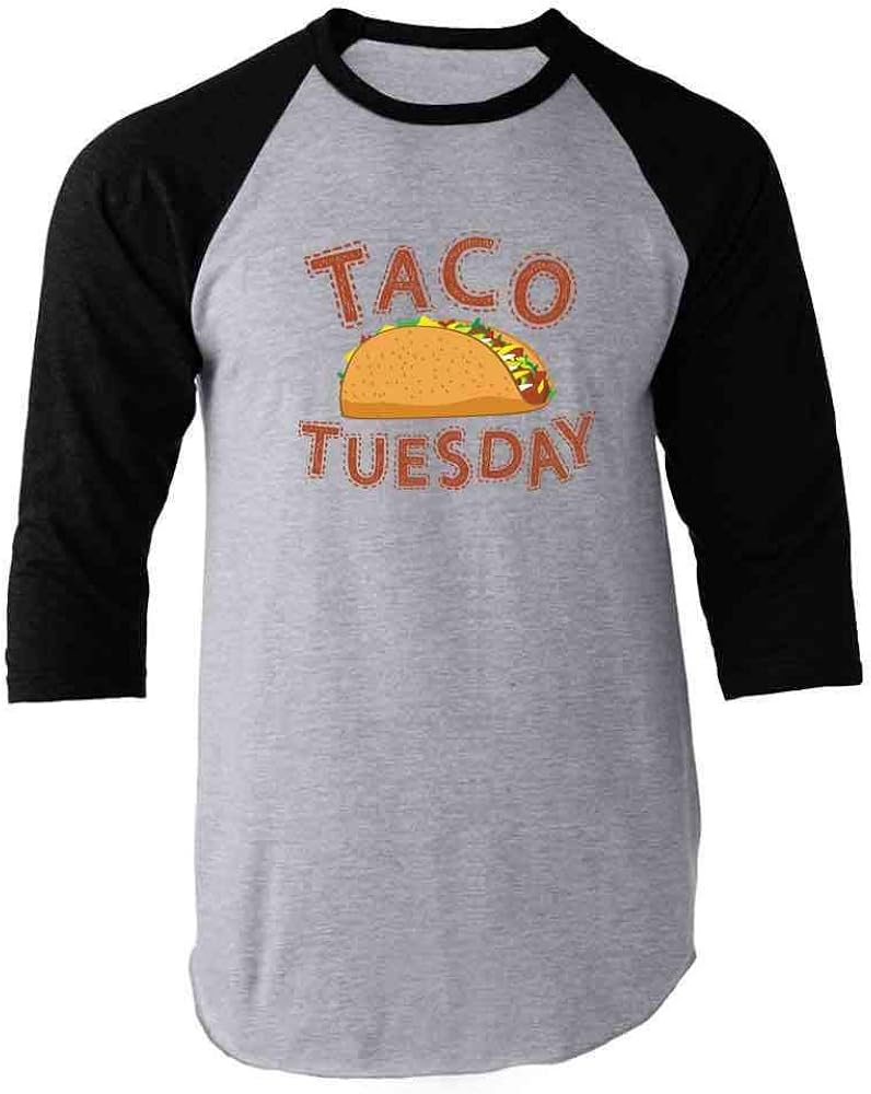 Taco Tuesday Cinco de Mayo Funny Cute Mexican Food Black 2XL Raglan Baseball Tee Shirt