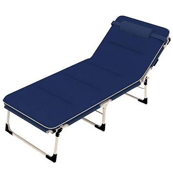Yalztc-zyq16 Patio Lounge Chaiselongue Verstellbar Liegeposition Klapp Camping Krippe mit Abnehmbarem Kissen Camping Pool Strand Stehen