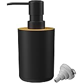 Soap Dispenser for Bathroom and Kitchen, 12oz Modern Minimalist Style Plastic matte black Empty Lotion Dispenser with Refillable Pump,Liquid Bottle for Hand Soap, Dish Soap,College Dorm Use