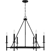 Capital Lighting 445261IH Ogden Transitional Wagon Wheel Chandelier, 6-Light 360 Total Watts, 29" H x 33" W, Brushed Black Ir