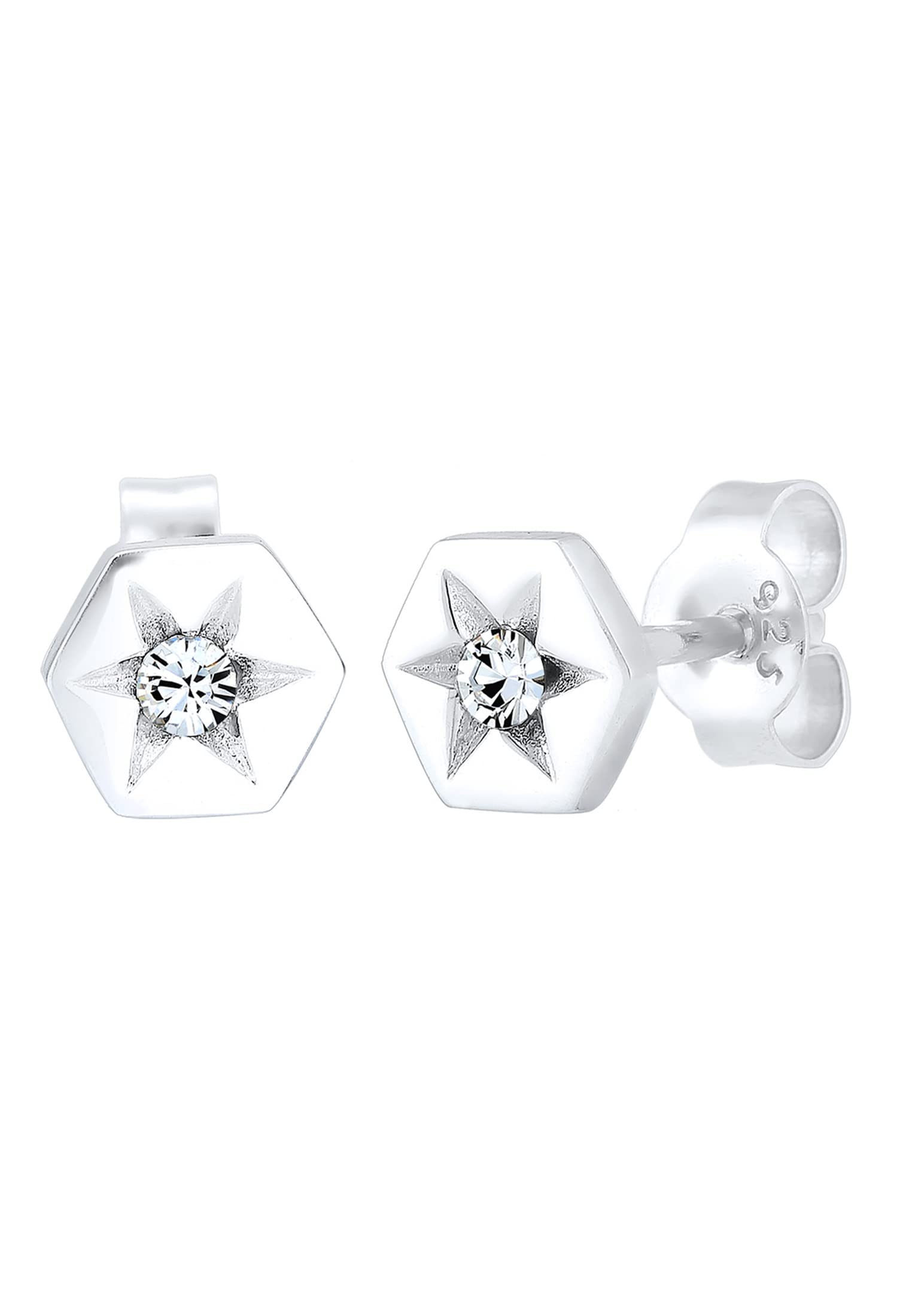 Elli Women Silver 925 Sterling Silver Stars Crystal Earrings