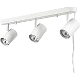 Globe Electric 60024 3-Light Plug-in Track Lighting, Adjustable Heads, Matte White Finish, 22-inch, GU10 Base, 15-Foot Cord w