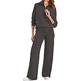 Glamaker Womens 2 Piece Outfits Sweatsuit Set Oversized Half Zip Sweatshirt Wide Leg Sweatpants Lounge Set Tracksuit